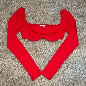 Red long sleeve crop top